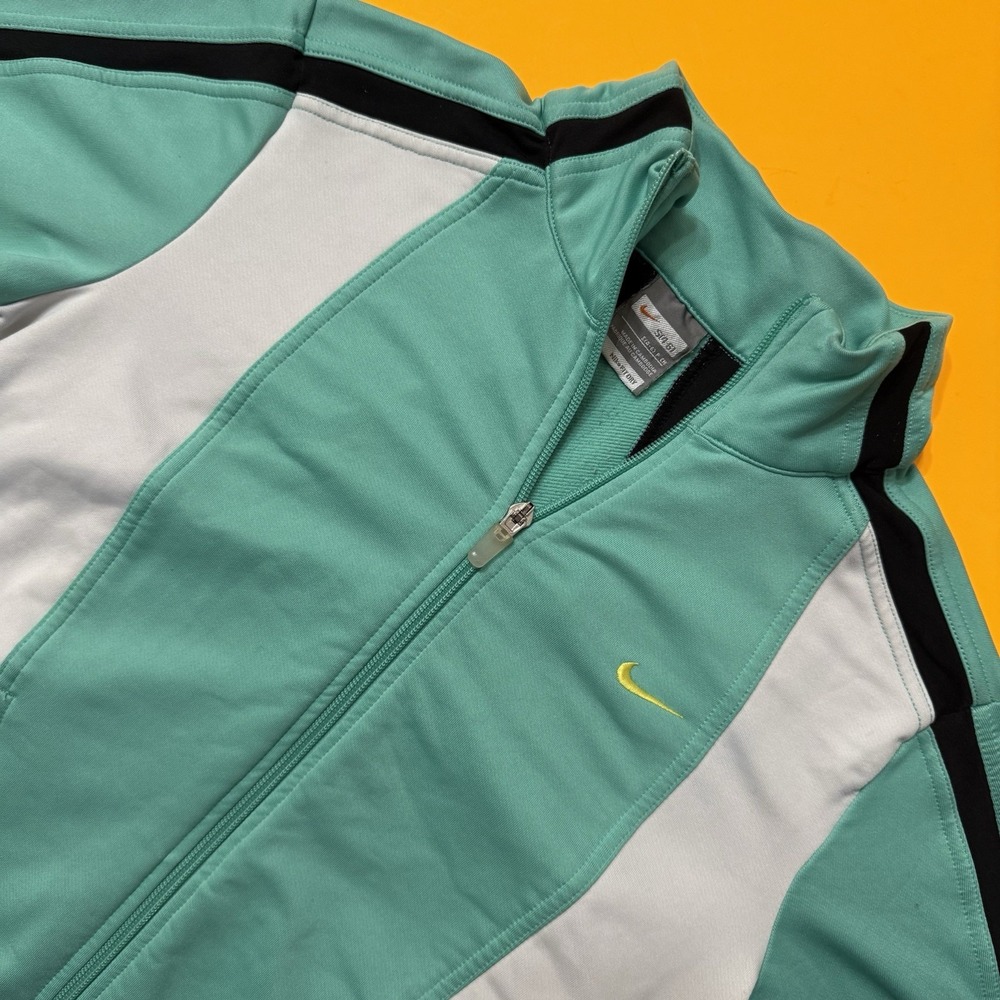 Vintage Y2K Nike Dri Fit Jacket Women Full Zip White Mint Mock Neck Size Small